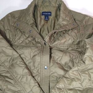 Lands' End Women's Quilted Greenish Tan Jacket Size S Spring Outdoor Fall